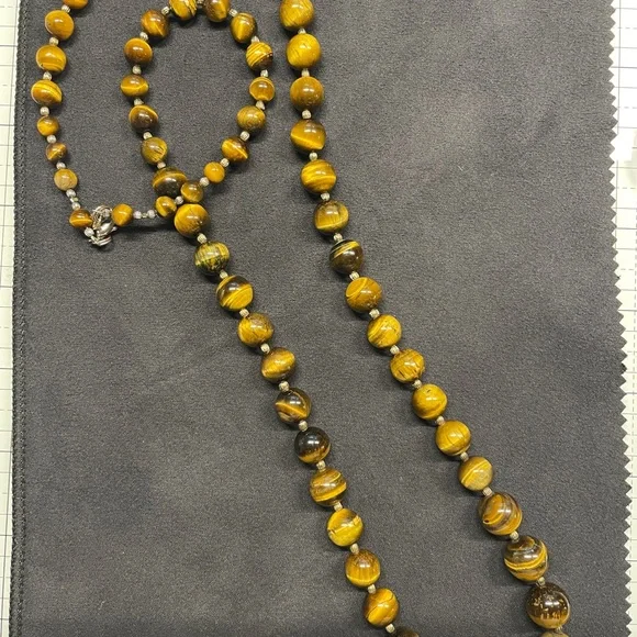 Tiger Eye Beaded 30" Necklace - Picture 2 of 9